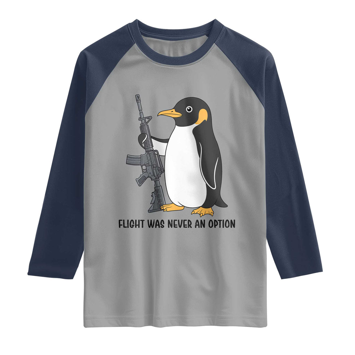 Funny Penguin Lover Gift Raglan Shirt Flight Was Never An Option