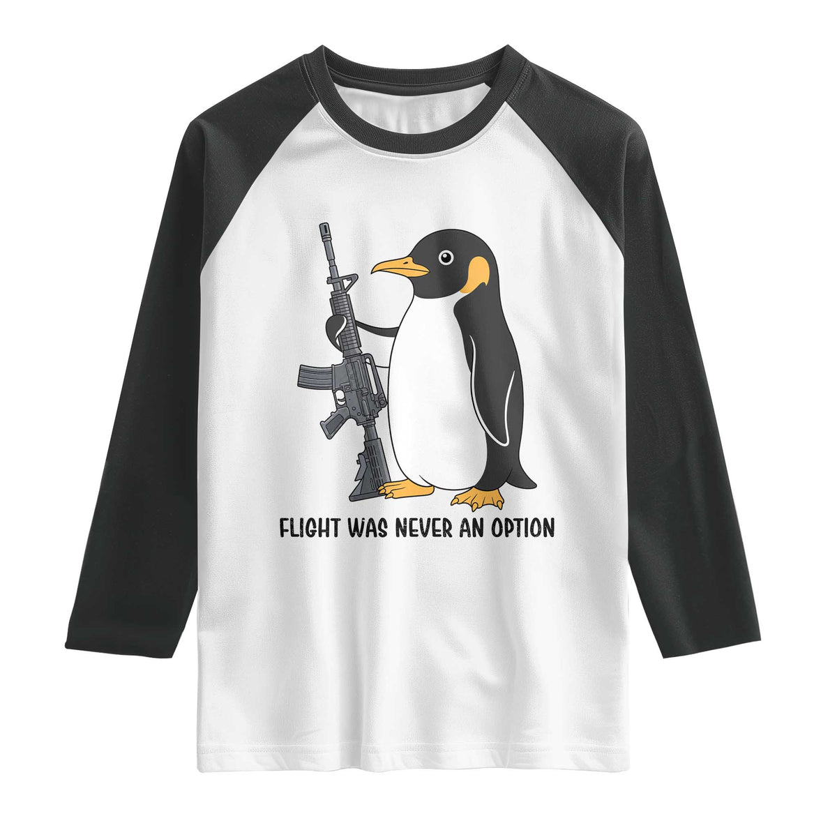 Funny Penguin Lover Gift Raglan Shirt Flight Was Never An Option