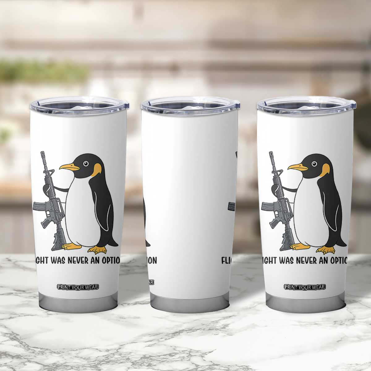 Funny Penguin Lover Gift Tumbler Cup Flight Was Never An Option