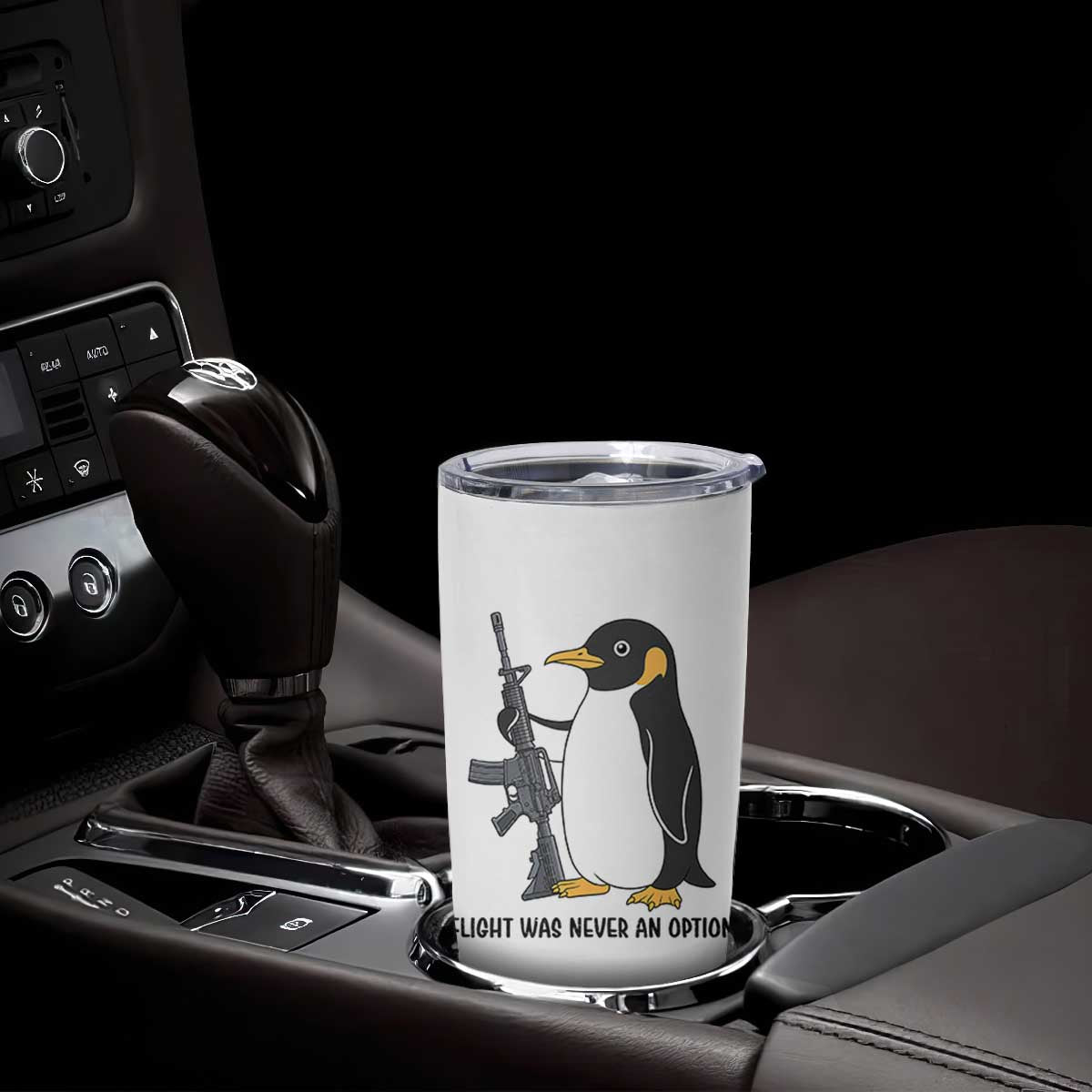 Funny Penguin Lover Gift Tumbler Cup Flight Was Never An Option