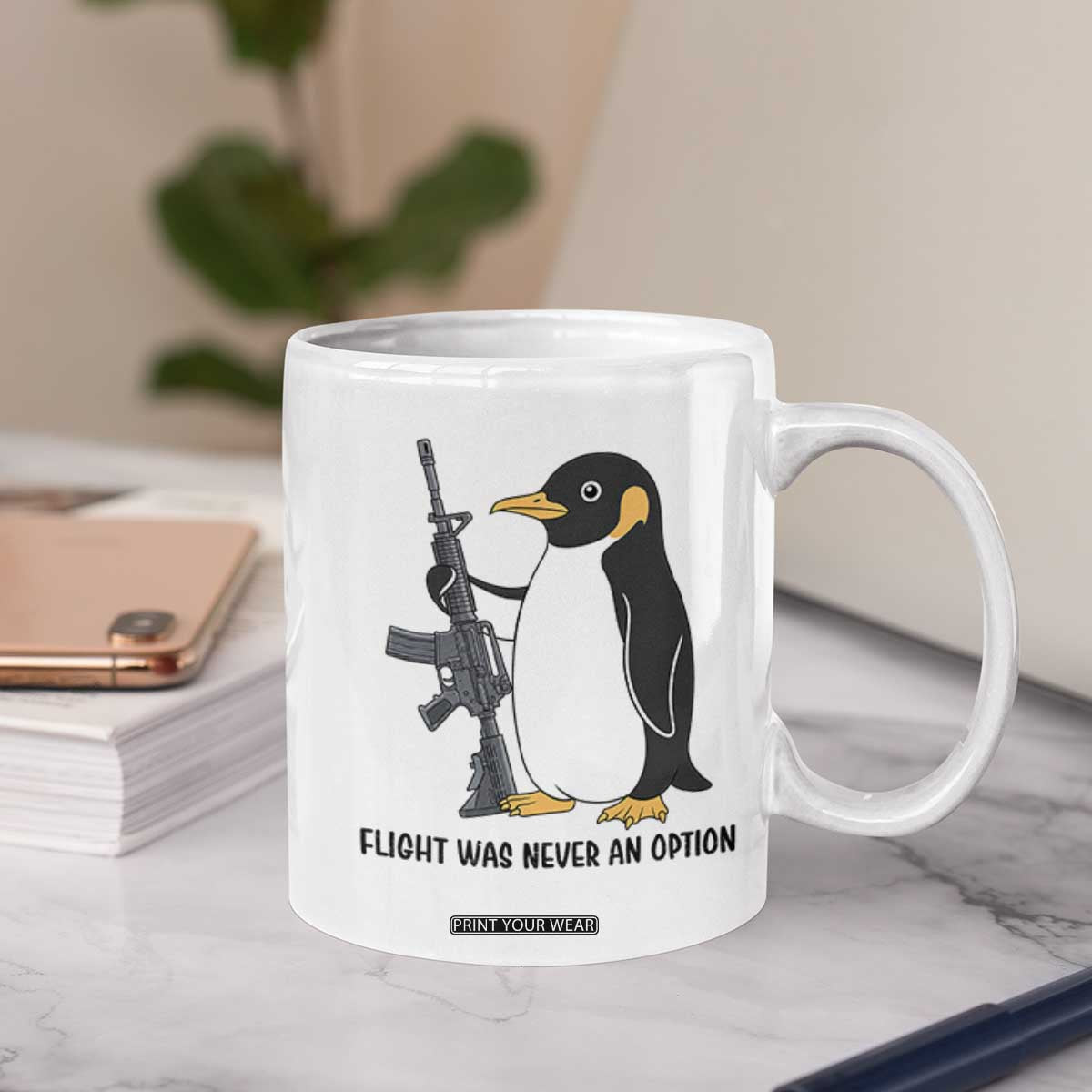 Funny Penguin Lover Gift Coffee Mug Flight Was Never An Option