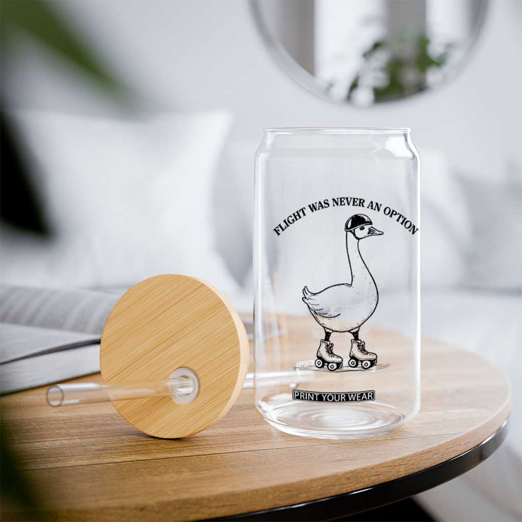 Funny Silly Goose Roller Skater Glass Can Flight Was Never An Option
