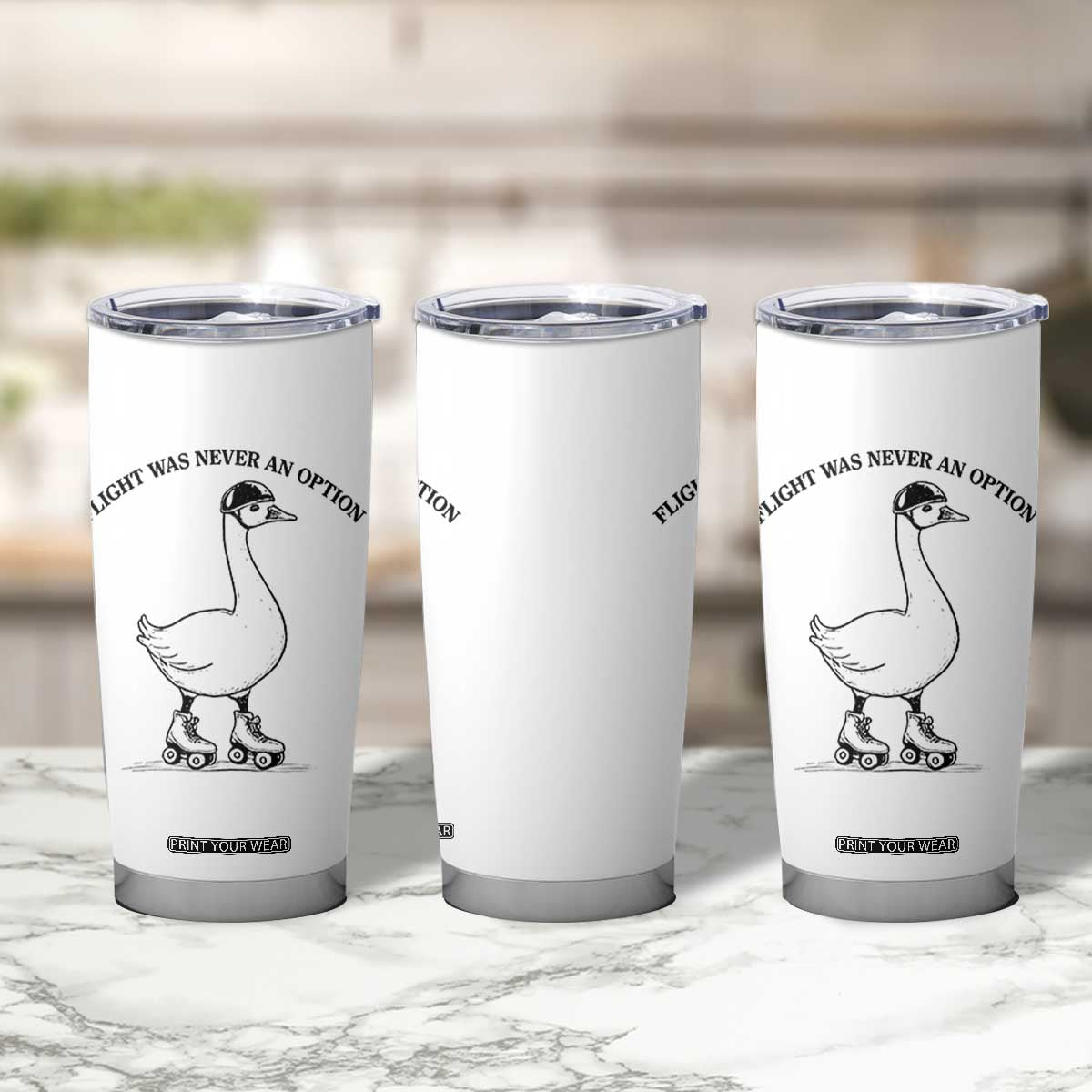 Funny Silly Goose Roller Skater Tumbler Cup Flight Was Never An Option