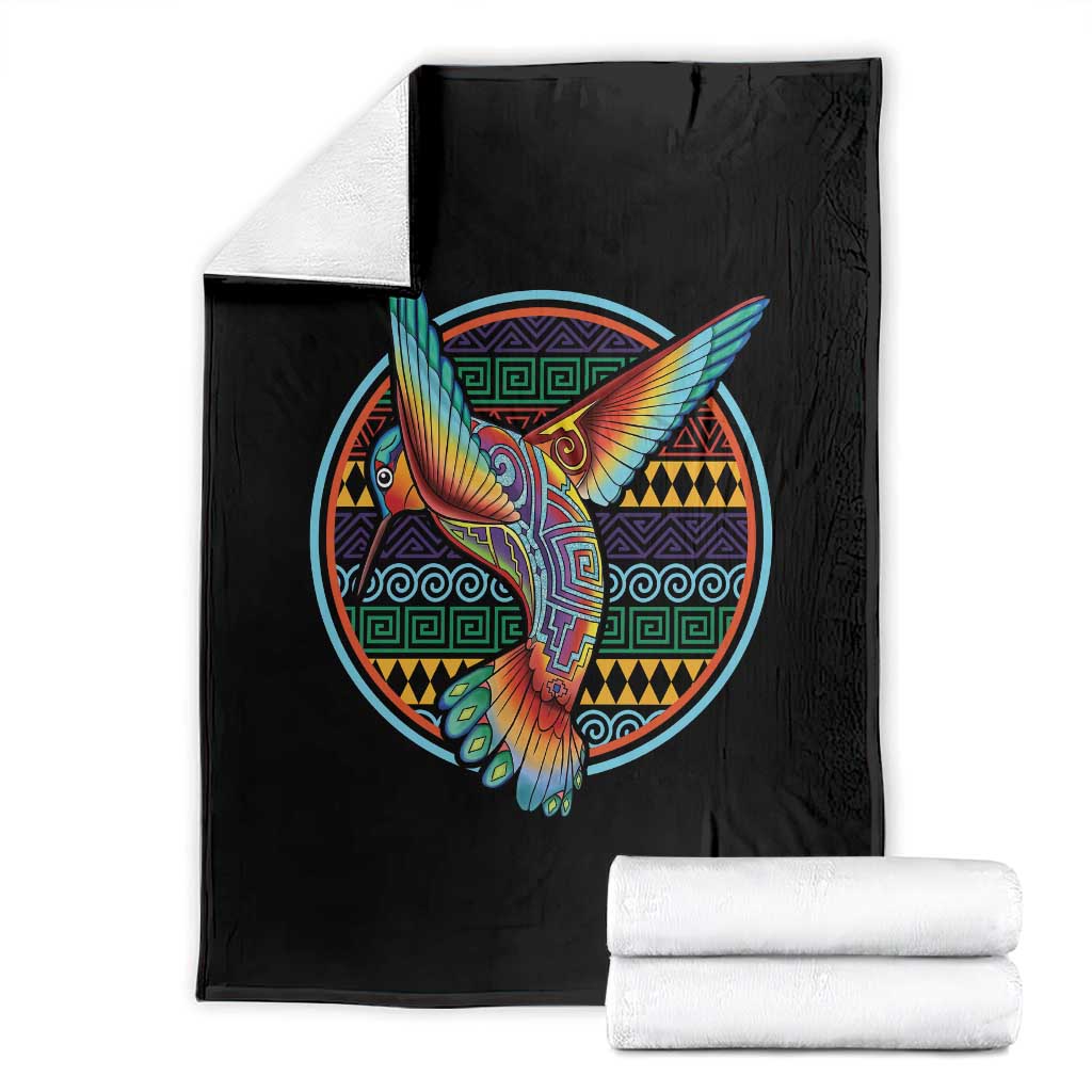 Colorful Geometric Tribal Hummingbird Throw Blanket Southwest Pattern Graphic TS12 Black Print Your Wear