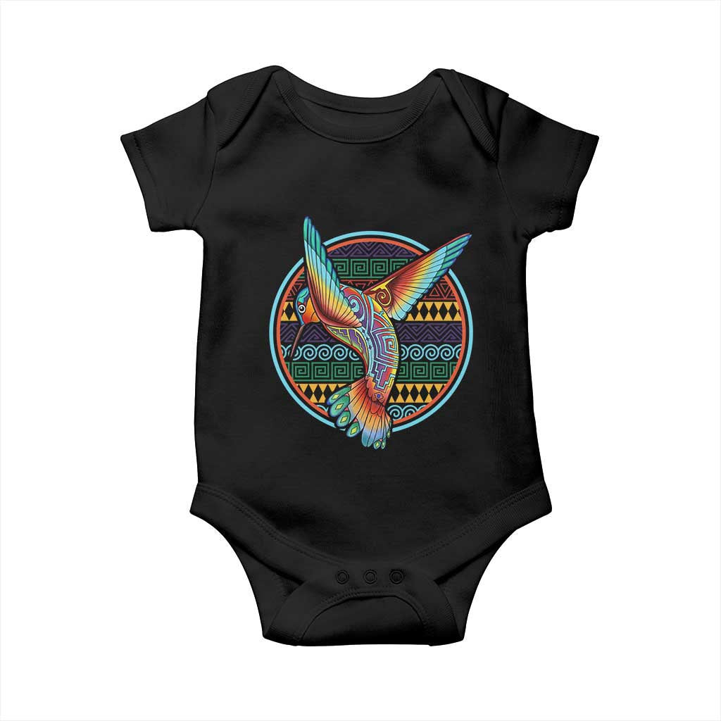 Colorful Geometric Tribal Hummingbird Baby Onesie Southwest Pattern Graphic TS12 Black Print Your Wear