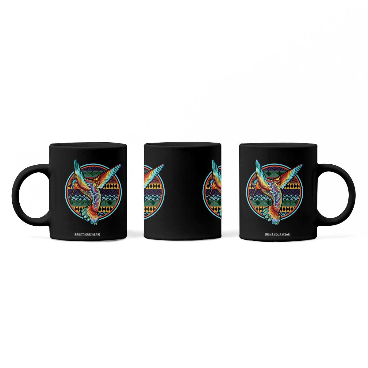 Colorful Geometric Tribal Hummingbird Coffee Mug Southwest Pattern Graphic