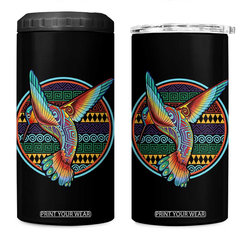 Colorful Geometric Tribal Hummingbird 4 in 1 Can Cooler Tumbler Southwest Pattern Graphic