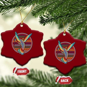 Colorful Geometric Tribal Hummingbird Ceramic Ornament Southwest Pattern Graphic