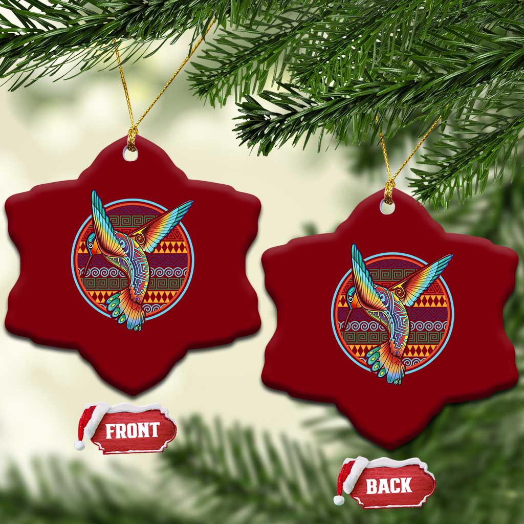 Colorful Geometric Tribal Hummingbird Ceramic Ornament Southwest Pattern Graphic