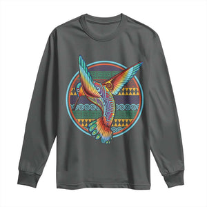 Colorful Geometric Tribal Hummingbird Long Sleeve Shirt Southwest Pattern Graphic