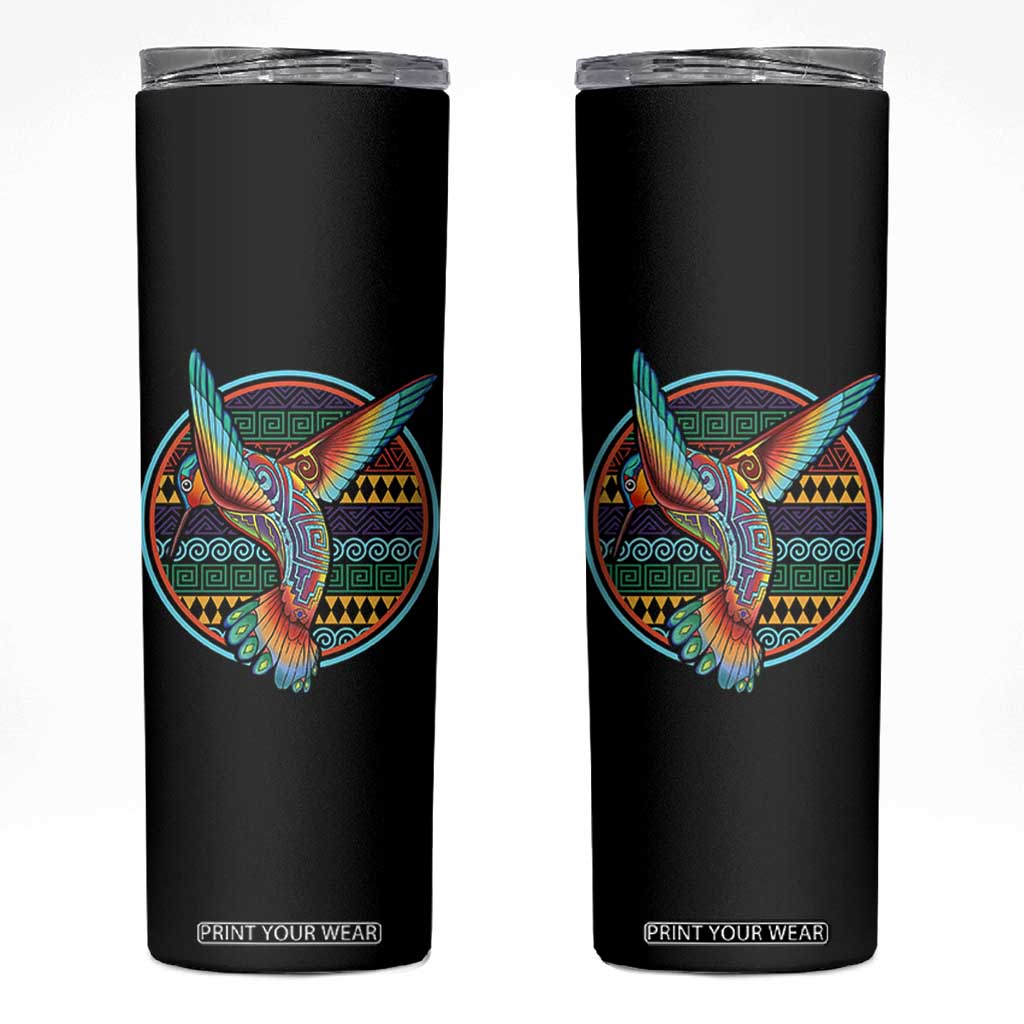 Colorful Geometric Tribal Hummingbird Skinny Tumbler Southwest Pattern Graphic TS12 Black Print Your Wear