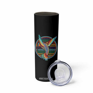 Colorful Geometric Tribal Hummingbird Skinny Tumbler Southwest Pattern Graphic