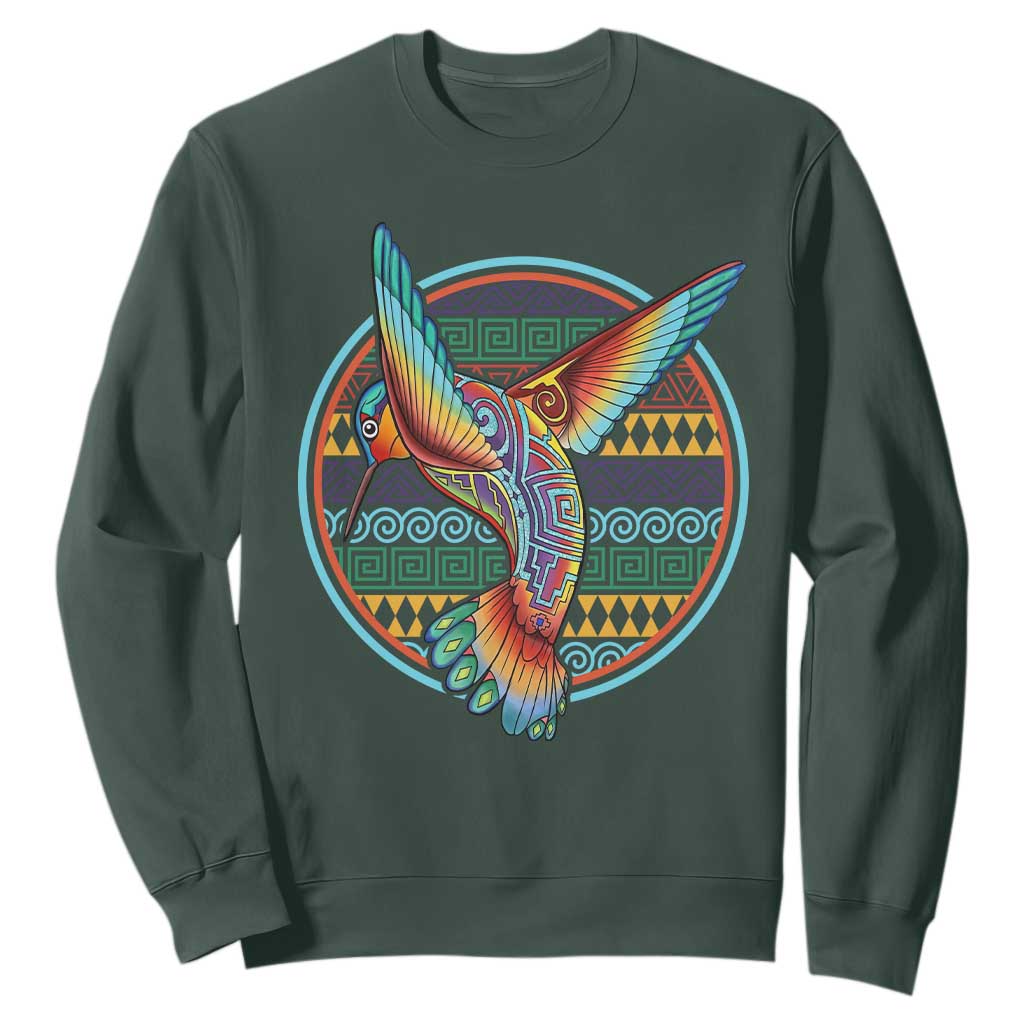 Colorful Geometric Tribal Hummingbird Sweatshirt Southwest Pattern Graphic