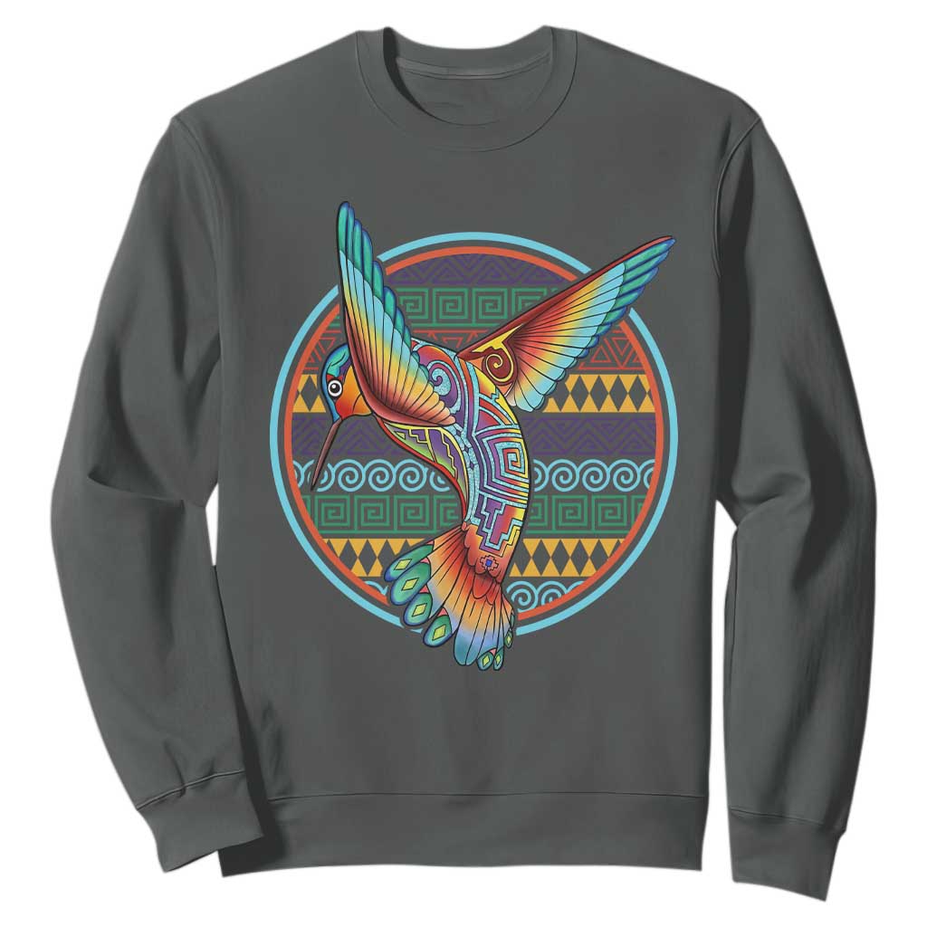 Colorful Geometric Tribal Hummingbird Sweatshirt Southwest Pattern Graphic