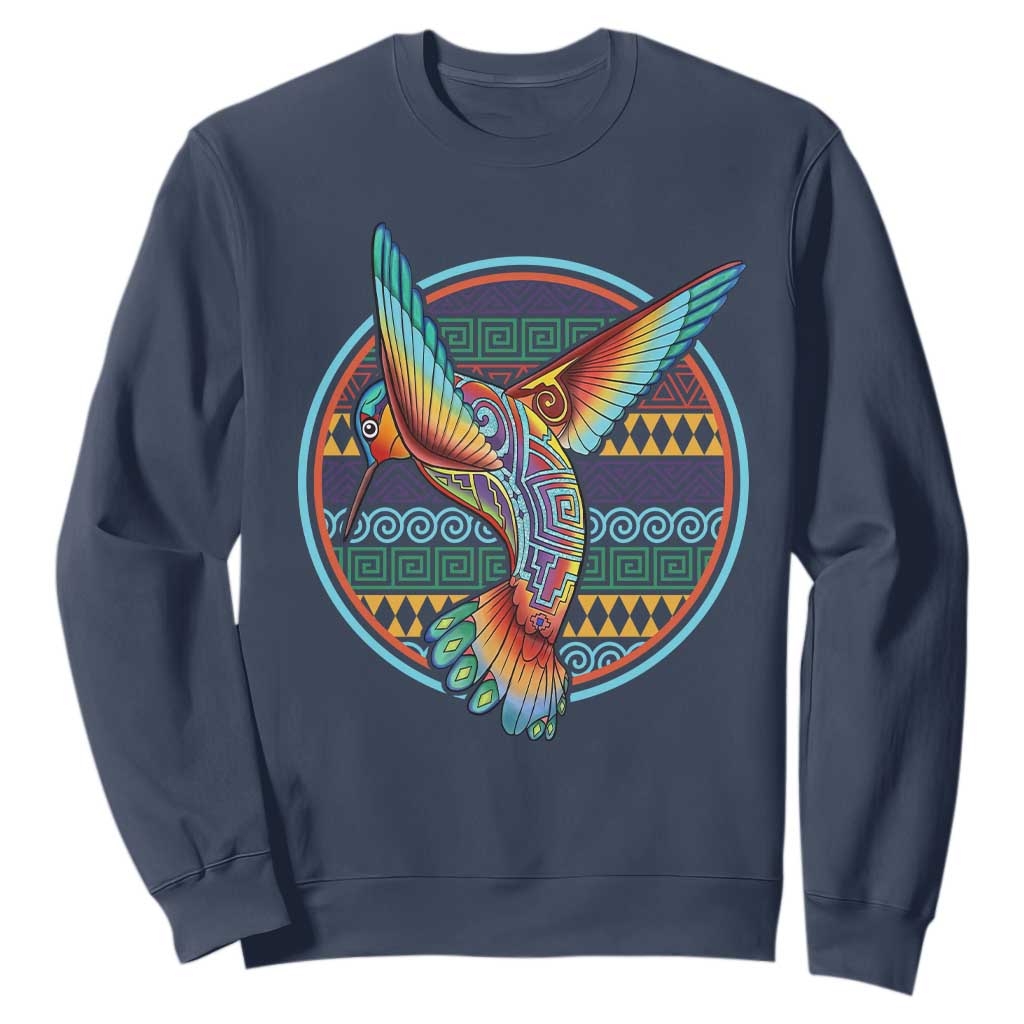 Colorful Geometric Tribal Hummingbird Sweatshirt Southwest Pattern Graphic