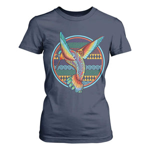 Colorful Geometric Tribal Hummingbird T Shirt For Women Southwest Pattern Graphic