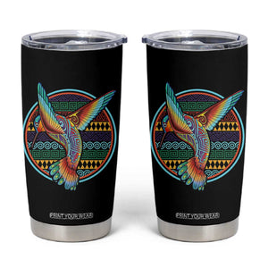Colorful Geometric Tribal Hummingbird Tumbler Cup Southwest Pattern Graphic