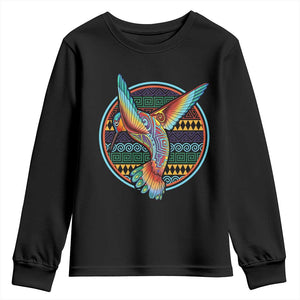 Colorful Geometric Tribal Hummingbird Youth Sweatshirt Southwest Pattern Graphic