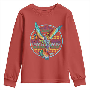 Colorful Geometric Tribal Hummingbird Youth Sweatshirt Southwest Pattern Graphic