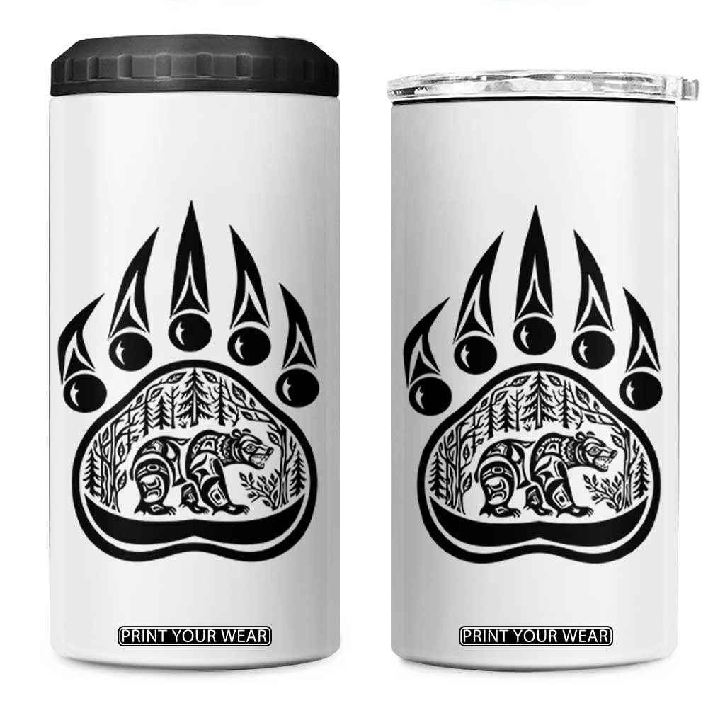 Native Inspired Alaska Grizzly Bear 4 in 1 Can Cooler Tumbler Pacific Northwest Pride