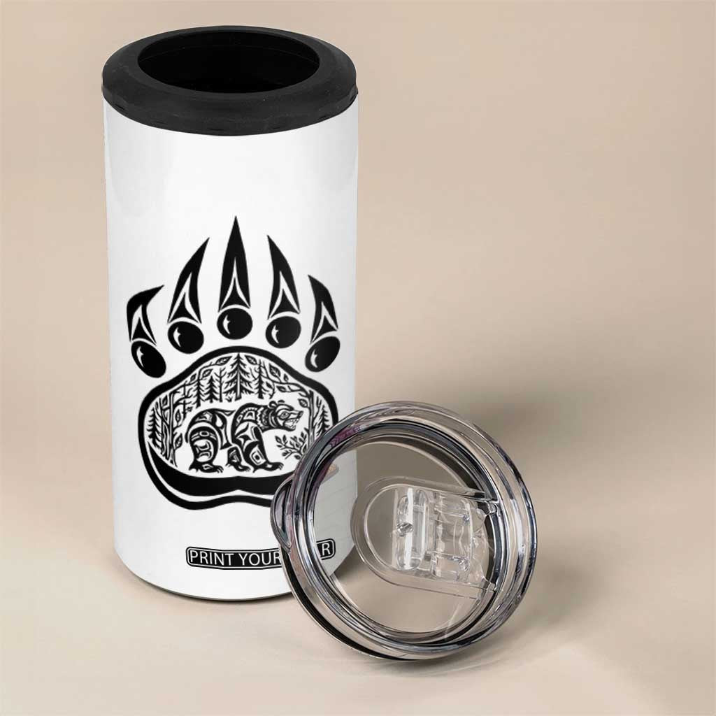 Native Inspired Alaska Grizzly Bear 4 in 1 Can Cooler Tumbler Pacific Northwest Pride