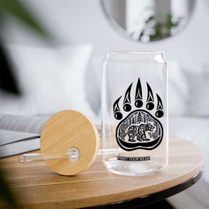 Native Inspired Alaska Grizzly Bear Glass Can Pacific Northwest Pride