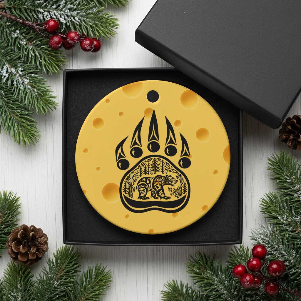 Native Inspired Alaska Grizzly Bear Ceramic Ornament Pacific Northwest Pride