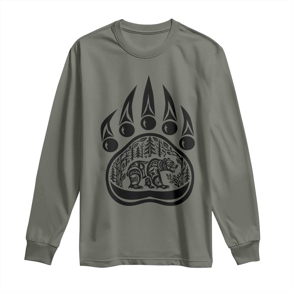 Native Inspired Alaska Grizzly Bear Long Sleeve Shirt Pacific Northwest Pride