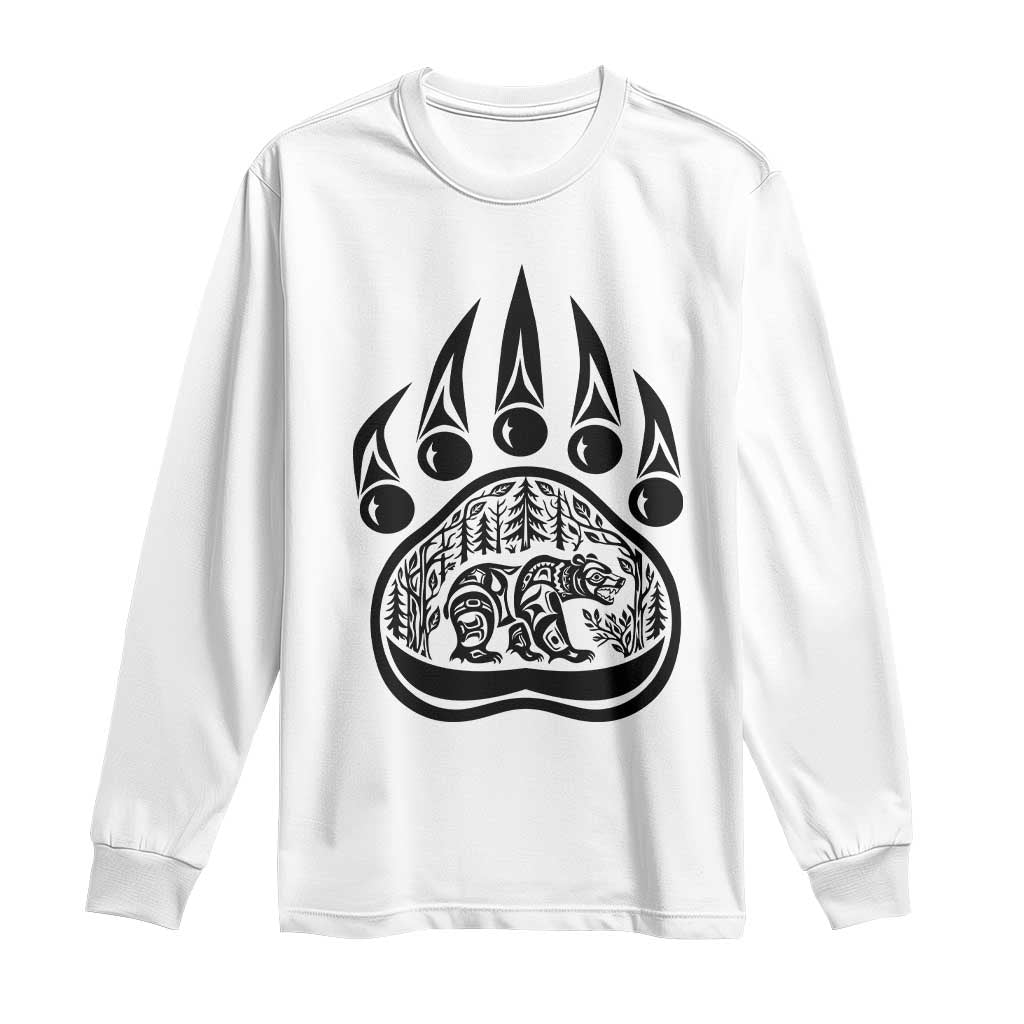 Native Inspired Alaska Grizzly Bear Long Sleeve Shirt Pacific Northwest Pride TS12 White Print Your Wear
