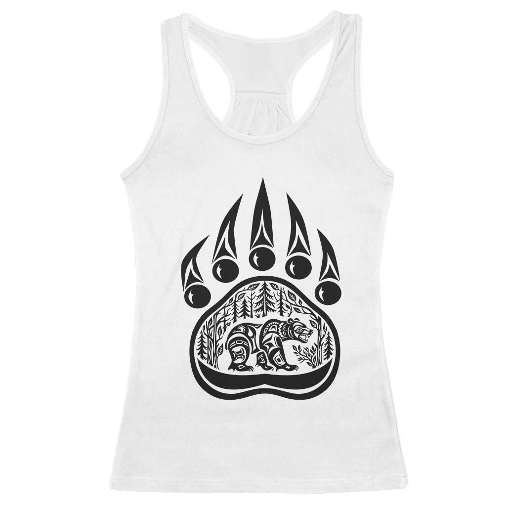 Native Inspired Alaska Grizzly Bear Racerback Tank Top Pacific Northwest Pride TS12 White Print Your Wear
