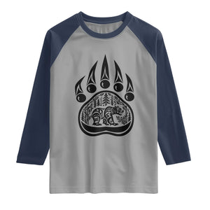 Native Inspired Alaska Grizzly Bear Raglan Shirt Pacific Northwest Pride