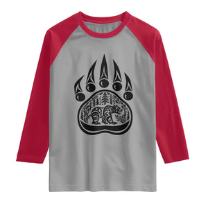 Native Inspired Alaska Grizzly Bear Raglan Shirt Pacific Northwest Pride