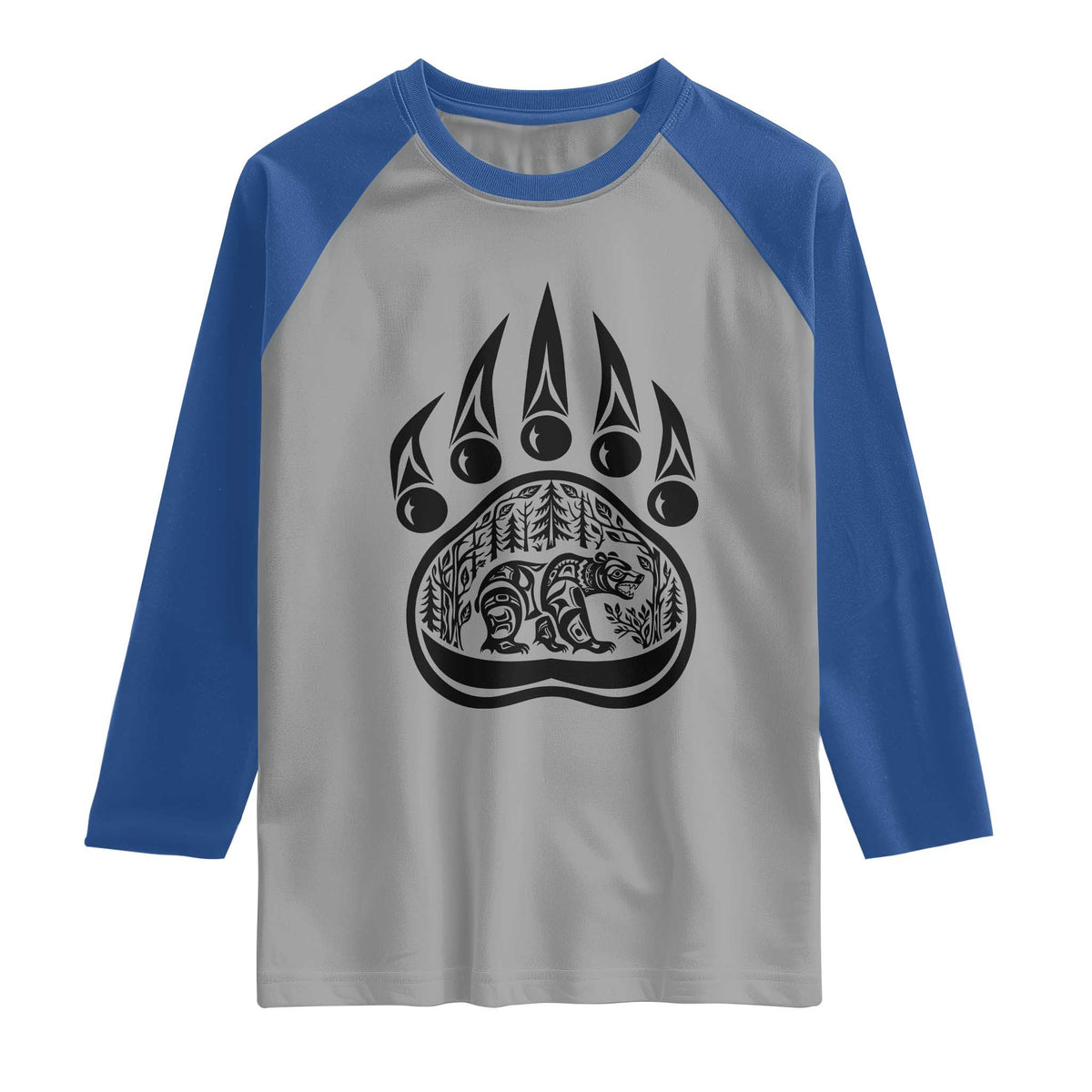 Native Inspired Alaska Grizzly Bear Raglan Shirt Pacific Northwest Pride