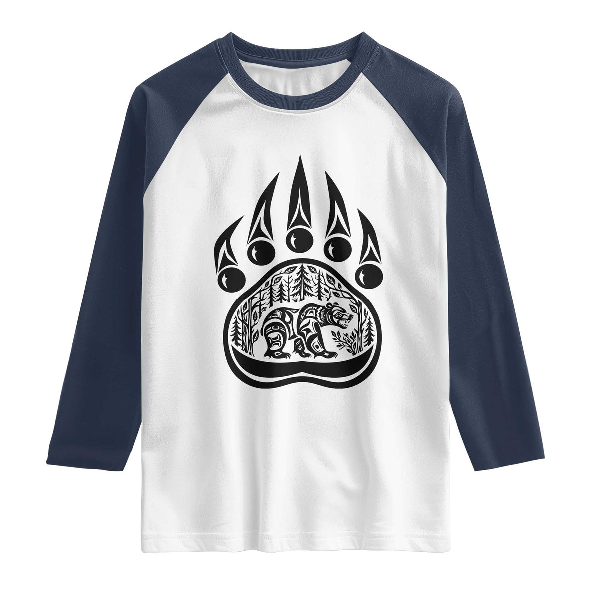 Native Inspired Alaska Grizzly Bear Raglan Shirt Pacific Northwest Pride