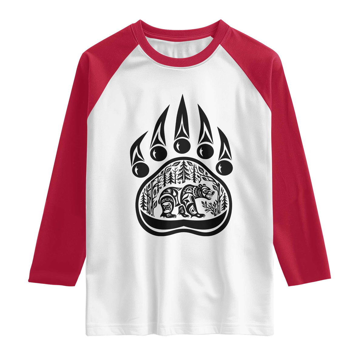 Native Inspired Alaska Grizzly Bear Raglan Shirt Pacific Northwest Pride