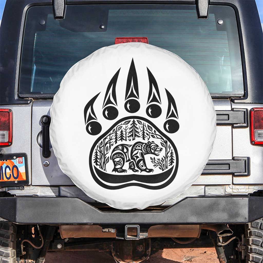 Native Inspired Alaska Grizzly Bear Spare Tire Cover Pacific Northwest Pride TS12 No hole White Print Your Wear