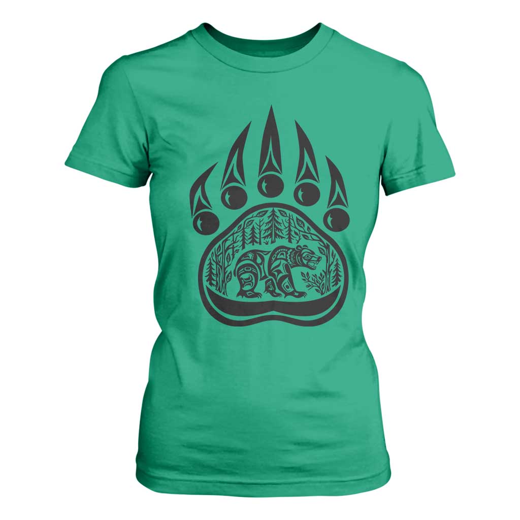 Native Inspired Alaska Grizzly Bear T Shirt For Women Pacific Northwest Pride