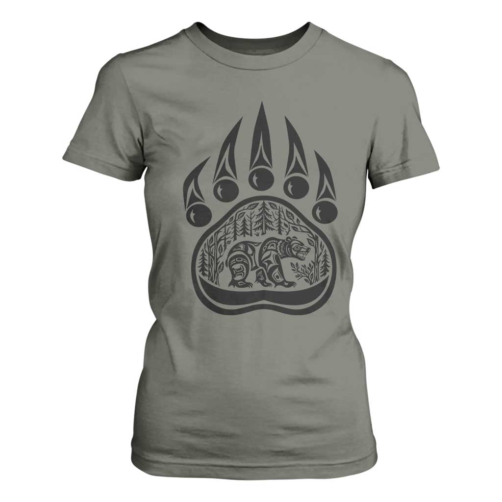 Native Inspired Alaska Grizzly Bear T Shirt For Women Pacific Northwest Pride