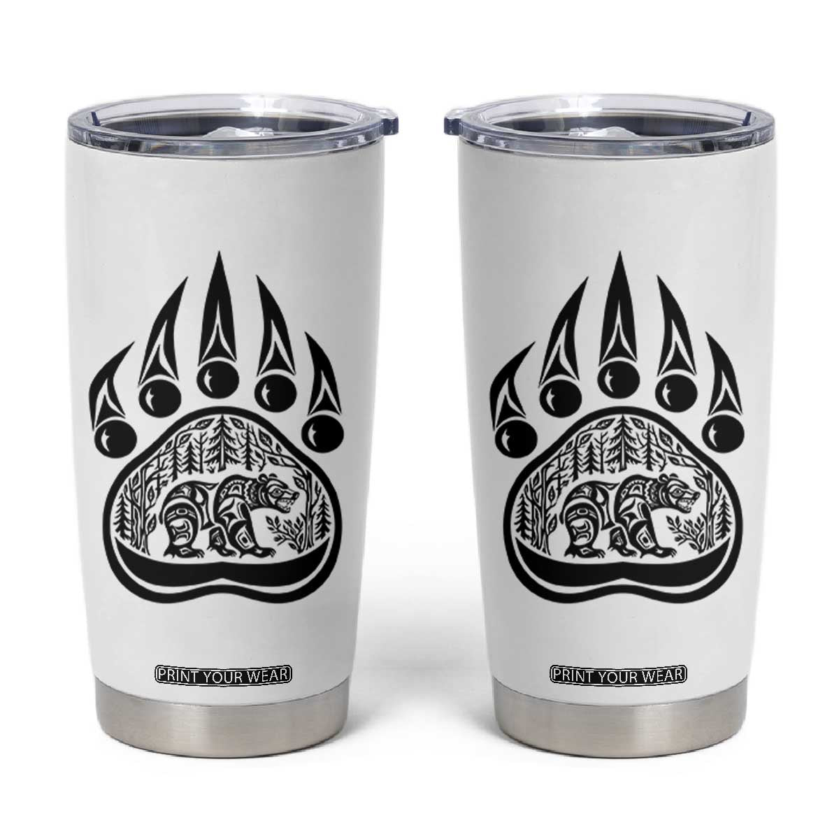 Native Inspired Alaska Grizzly Bear Tumbler Cup Pacific Northwest Pride