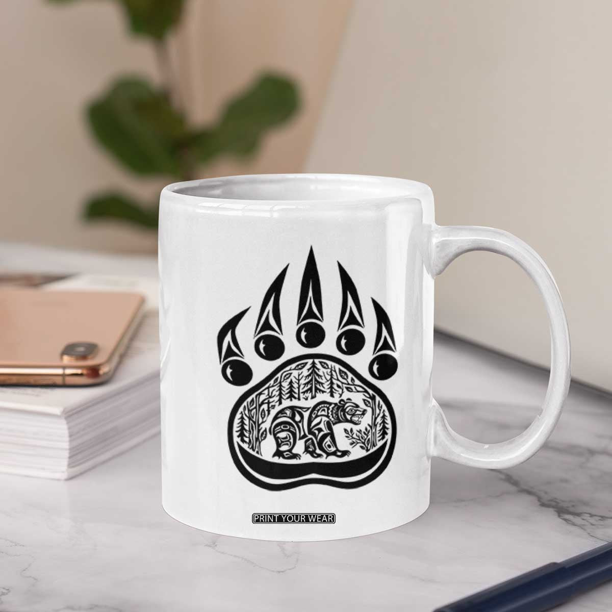 Native Inspired Alaska Grizzly Bear Coffee Mug Pacific Northwest Pride