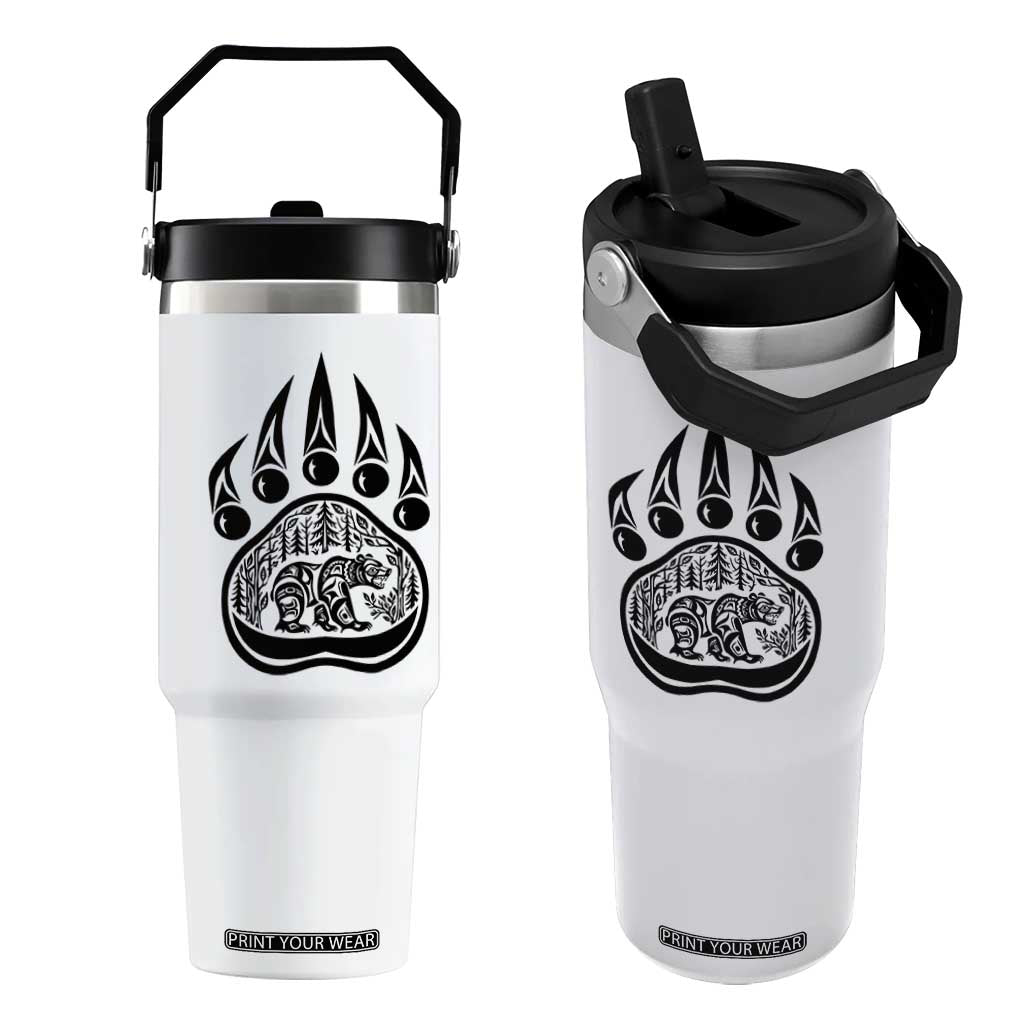 Native Inspired Alaska Grizzly Bear Flip Straw Tumbler Pacific Northwest Pride TS12 One Size: 30 oz White Print Your Wear