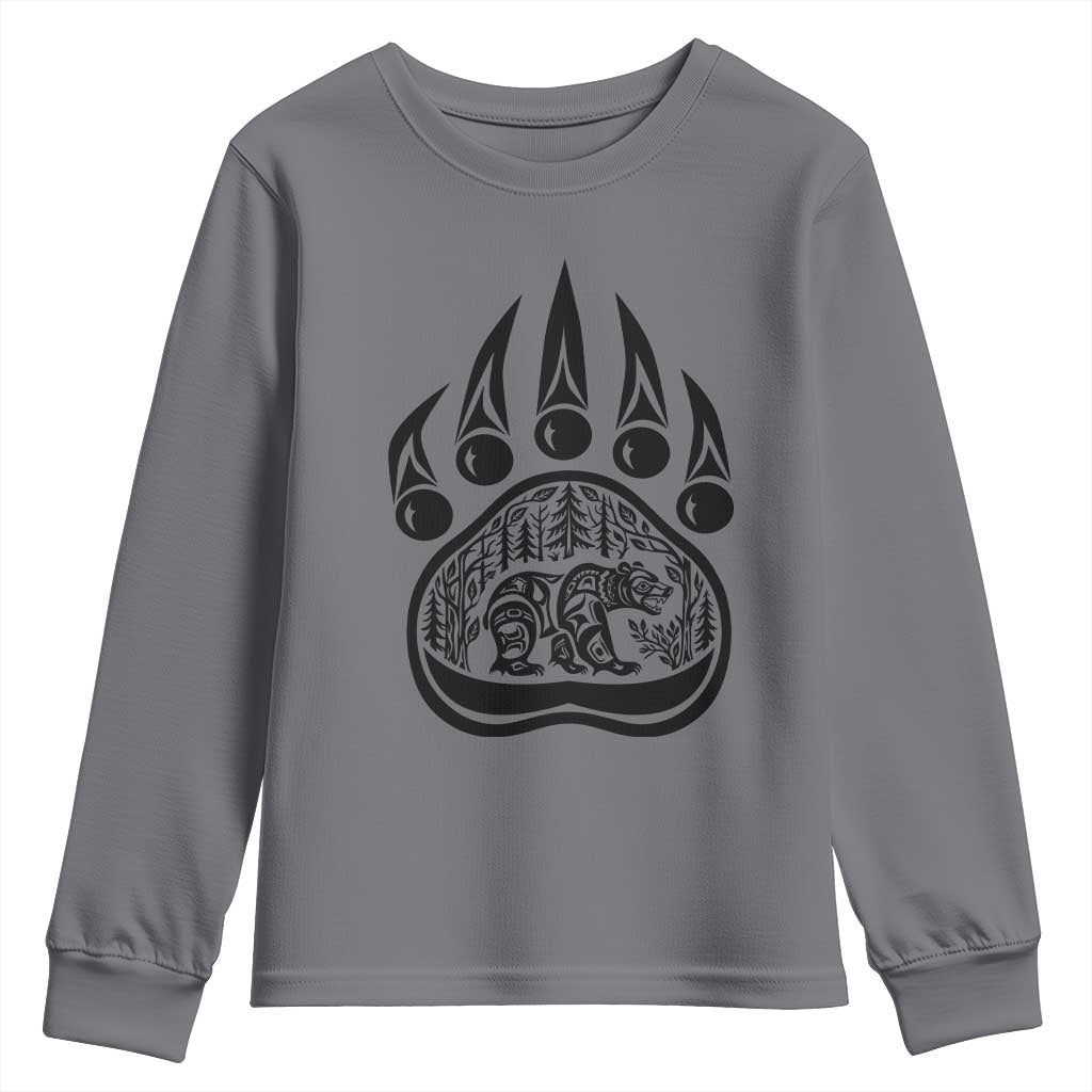 Native Inspired Alaska Grizzly Bear Youth Sweatshirt Pacific Northwest Pride