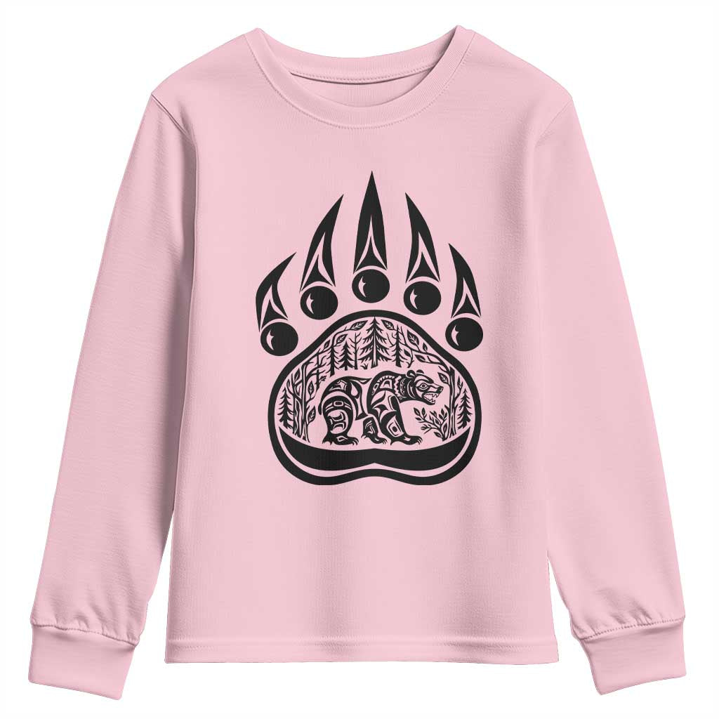 Native Inspired Alaska Grizzly Bear Youth Sweatshirt Pacific Northwest Pride