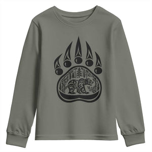 Native Inspired Alaska Grizzly Bear Youth Sweatshirt Pacific Northwest Pride