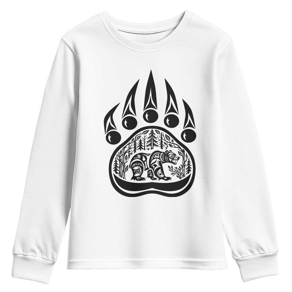 Native Inspired Alaska Grizzly Bear Youth Sweatshirt Pacific Northwest Pride TS12 White Print Your Wear
