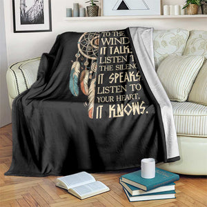 Indigenous Dreamcatcher Tribal Graphic Throw Blanket Listen To The Wind Listen To The Silence
