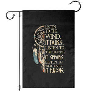 Indigenous Dreamcatcher Tribal Graphic Garden Flag Listen To The Wind Listen To The Silence