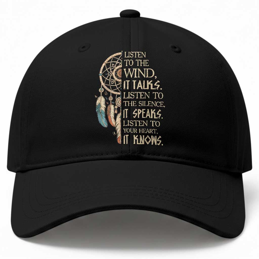 Indigenous Dreamcatcher Tribal Graphic Baseball Cap Listen To The Wind Listen To The Silence TS12 Print Your Wear
