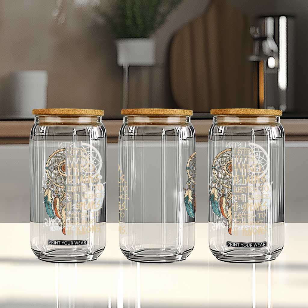 Indigenous Dreamcatcher Tribal Graphic Glass Can Listen To The Wind Listen To The Silence