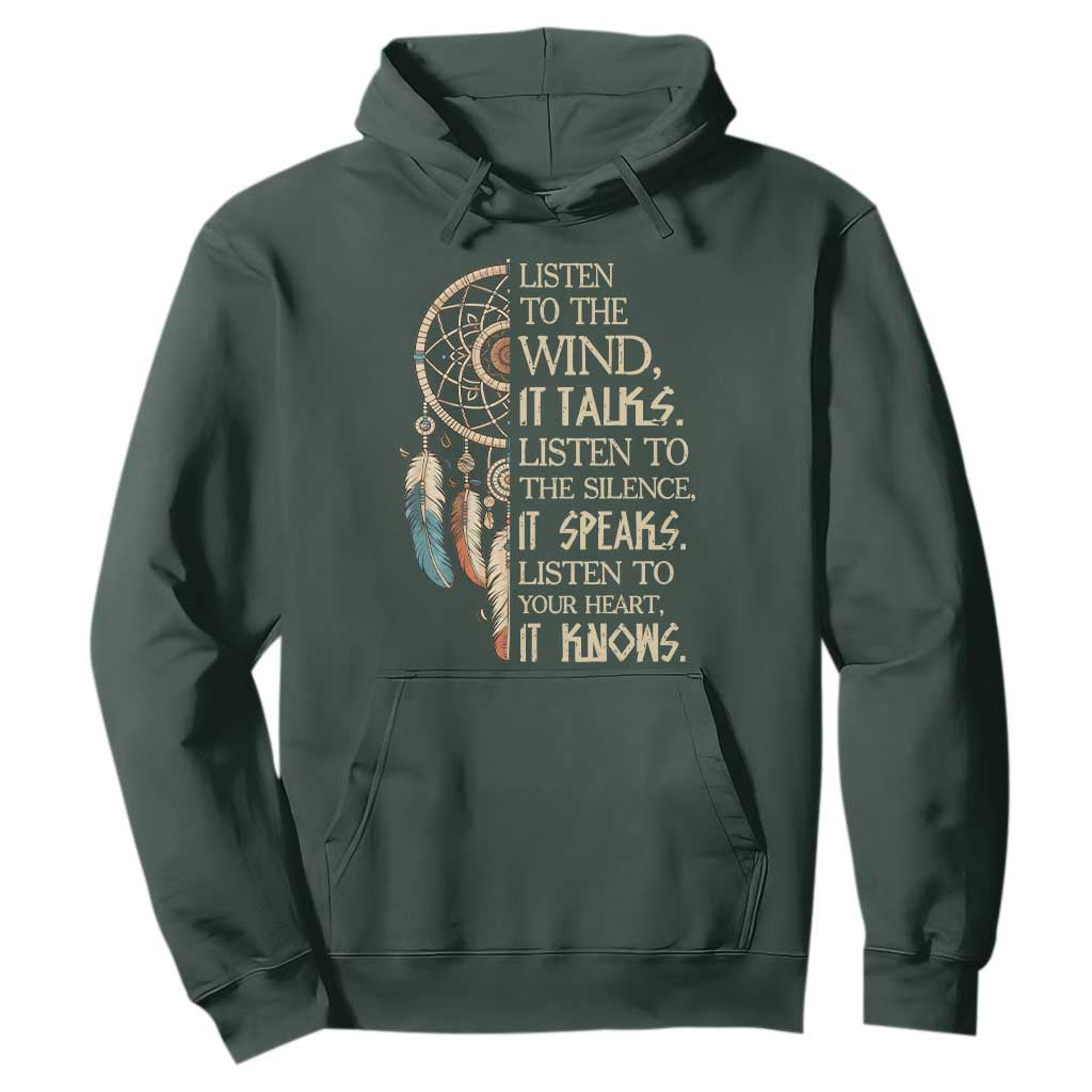 Indigenous Dreamcatcher Tribal Graphic Hoodie Listen To The Wind Listen To The Silence